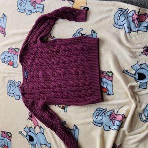 Lands End Maroon Cable Knit Sweater Size Small